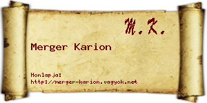 Merger Karion névjegykártya